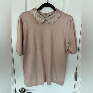 NWT blush s/s sweater with satin collar